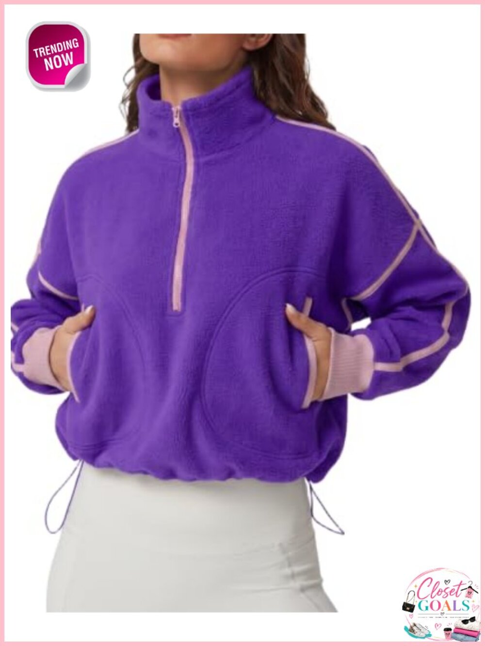 Half Zip Fleece Sherpa Short Pullover Sweatshirt Cozy Long Sleeve Winter Top